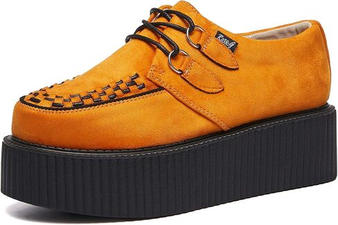 RoseG Women's Handmade Suede Lace Up Flat Platform Creepers Shoe in Saudi Arabia