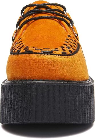 RoseG Women's Handmade Suede Lace Up Flat Platform Creepers Shoe in Saudi Arabia