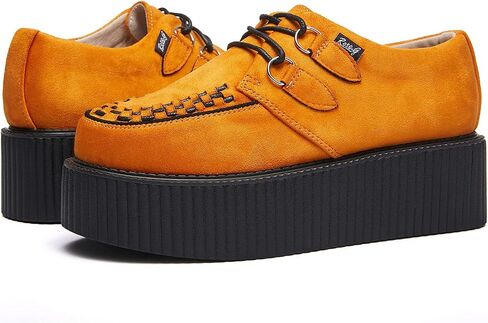 RoseG Women's Handmade Suede Lace Up Flat Platform Creepers Shoe in Saudi Arabia