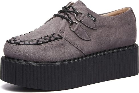 RoseG Women's Handmade Suede Lace Up Flat Platform Creepers Shoe in Saudi Arabia