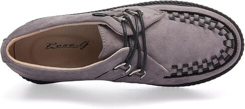 RoseG Women's Handmade Suede Lace Up Flat Platform Creepers Shoe in Saudi Arabia