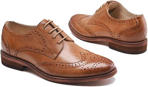 Women's Perforated Classic Lace-up Oxfords Brogue Wingtip Round Toe Derby Saddle Leather Shoes for Women Girls Lady Wife in Saudi Arabia