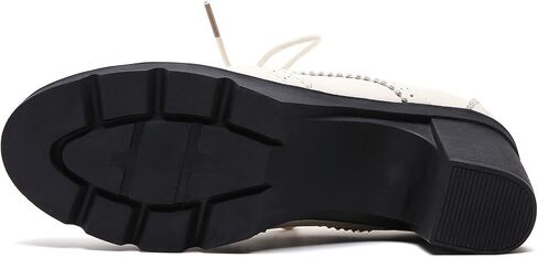 DADAWEN Women's Leather Classic Lace Up Platform Chunky Mid-Heel Square Toe Oxfords Dress Pump Shoes in Kuwait