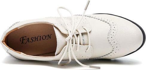 DADAWEN Women's Leather Classic Lace Up Platform Chunky Mid-Heel Square Toe Oxfords Dress Pump Shoes in Kuwait