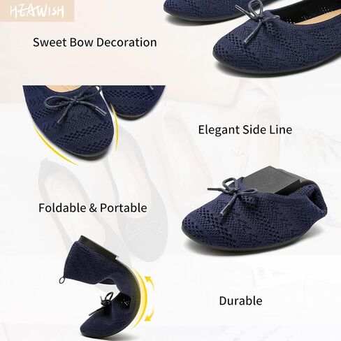 HEAWISH Women's Crochet Lace Mesh Ballet Flats with Bowknot | Breathable Summer Shoes,Comfortable Round Toe,Slip On Dressy Casual,Lightweight Cute Flats in Saudi Arabia
