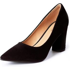 Heel The World Women's High Chunky Block Closed Toe Heels,Slip On Pointed Toe Work Dress Office Wedding Party Pumps Shoes in Saudi Arabia