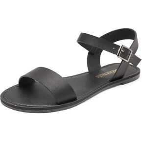 DREAM PAIRS Women's Cute Open Toes One Band Ankle Strap Flexible Summer Flat Sandals