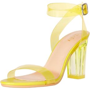 ZriEy Clear Heels For Women Transparent Block Chunky Heeled Sandals | 3.35 Inch Chunky Heel,Round Open Toe High Heel Sandals Wedding Party Bridal Prom Summer Daily Work Clear Dress Shoes in Saudi Arabia