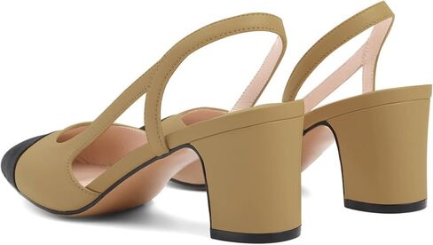 MICIFA Slingback Heels for Women，Round Toe Chunky Heeled Pumps Ankle Strap Fashion Splicing Dress Shoes in Saudi Arabia