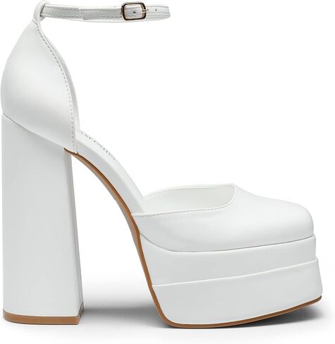 DREAM PAIRS Women's High Platform Closed Toe Heels | Square Toe Ankle Strap Dress Wedding Party Pumps Shoes with 5.5" Height, 1.7" Platform for All-night Glamour in Saudi Arabia