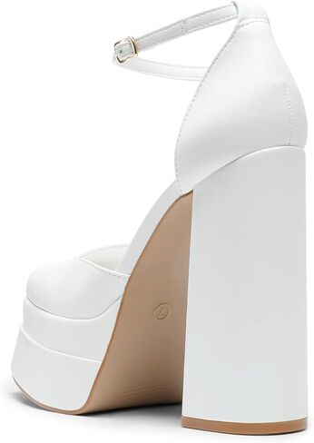 DREAM PAIRS Women's High Platform Closed Toe Heels | Square Toe Ankle Strap Dress Wedding Party Pumps Shoes with 5.5" Height, 1.7" Platform for All-night Glamour in Saudi Arabia