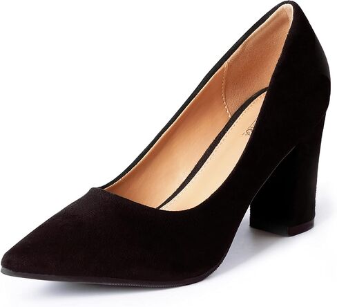 Heel The World Women's High Chunky Block Closed Toe Heels,Slip On Pointed Toe Work Dress Office Wedding Party Pumps Shoes in Saudi Arabia