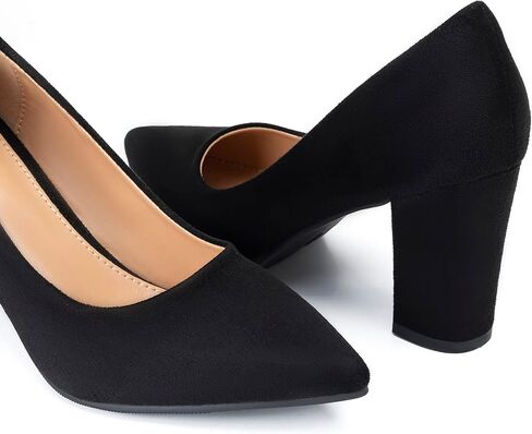 Heel The World Women's High Chunky Block Closed Toe Heels,Slip On Pointed Toe Work Dress Office Wedding Party Pumps Shoes in Saudi Arabia