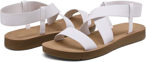 DREAM PAIRS Women's Elastic Ankle Strap Flat Sandals | Womens Comfortable Open Toe Elastic Cross-belt Slip-on Flat Summer Sandals Casual Wear in Saudi Arabia