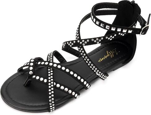 Luffymomo Women's Gladiator Strap Sandals, | Ankle Strap Flat Sandals,Thong Cross Fisherman Shoes in Saudi Arabia