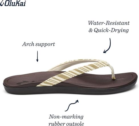 OLUKAI Ho'opio Women's Beach Sandals, Quick-Dry Flip-Flop Slides, Water Resistant & Modern Low Profile Design, All-Day Comfort Fit & Wet Grip Soles in Saudi Arabia