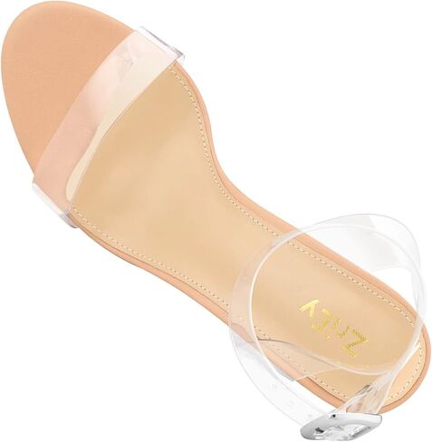 ZriEy chunky heels for women Clear Block Heels strappy platform sandals Ankle Strap Sandals Adjustable Buckle Lucite Chunky High Heel Shoes in Kuwait