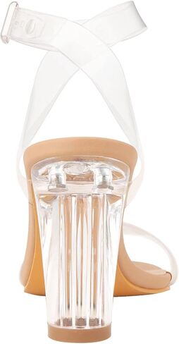 ZriEy chunky heels for women Clear Block Heels strappy platform sandals Ankle Strap Sandals Adjustable Buckle Lucite Chunky High Heel Shoes in Kuwait