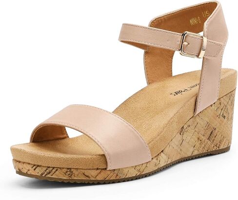 DREAM PAIRS Womens Cushioned Platform Wedge Sandals | 3inch dressy cork wedge heel with soft comfort foam insole non-slip outsole adjustable ankle strap for summer in Saudi Arabia