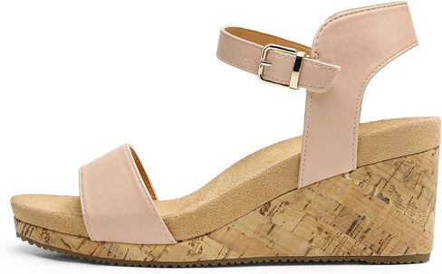 DREAM PAIRS Womens Cushioned Platform Wedge Sandals | 3inch dressy cork wedge heel with soft comfort foam insole non-slip outsole adjustable ankle strap for summer in Saudi Arabia
