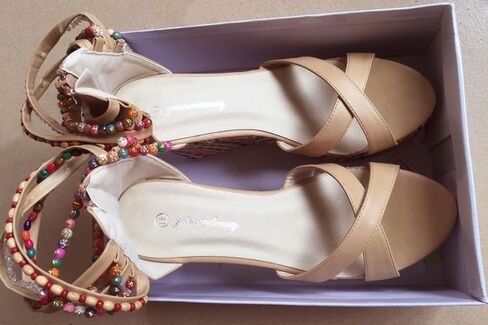 getmorebeauty Women's Wedge Sandals With Pearls Across The Top Platform Sandals High Heels in Saudi Arabia