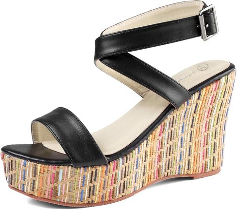 getmorebeauty Women's Wedge Sandals With Pearls Across The Top Platform Sandals High Heels in Saudi Arabia