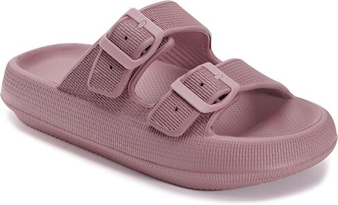 WHITIN Slides for Women Men Double Buckle Adjustable Thick Sole Pillow Slippers Bathroom Sandals in Saudi Arabia