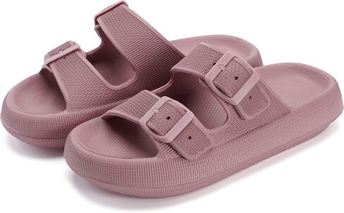 WHITIN Slides for Women Men Double Buckle Adjustable Thick Sole Pillow Slippers Bathroom Sandals in Saudi Arabia