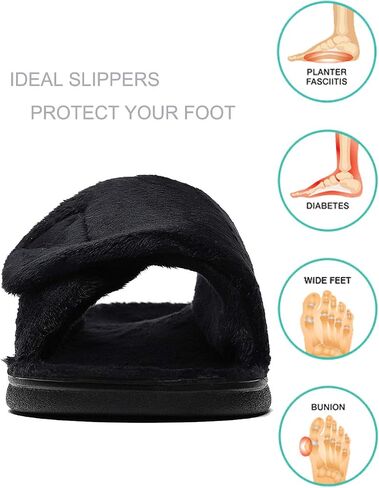 SOLLBEAM Women's Plantar Fasciitis Fuzzy House Orthopedic Adjustable Slippers With Arch Support Orthotic Heel Cup Sandals For Ladies in Saudi Arabia