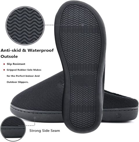 DL Womens Memory Foam Slippers, Cozy Slip on House Slippers for Women Indoor Outdoor, Comfy Women's Bedroom Slippers Warm Soft Flannel Lining Home Slippers Size 5-12 Purple Blue Pink Grey Navy Black in Kuwait
