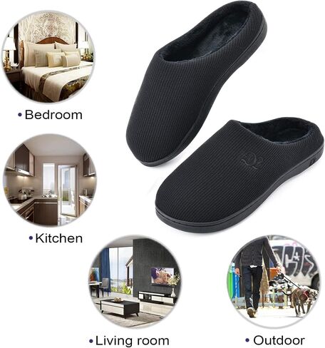 DL Womens Memory Foam Slippers, Cozy Slip on House Slippers for Women Indoor Outdoor, Comfy Women's Bedroom Slippers Warm Soft Flannel Lining Home Slippers Size 5-12 Purple Blue Pink Grey Navy Black in Kuwait