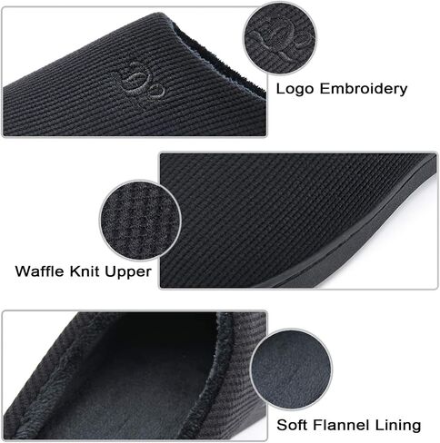 DL Womens Memory Foam Slippers, Cozy Slip on House Slippers for Women Indoor Outdoor, Comfy Women's Bedroom Slippers Warm Soft Flannel Lining Home Slippers Size 5-12 Purple Blue Pink Grey Navy Black in Kuwait