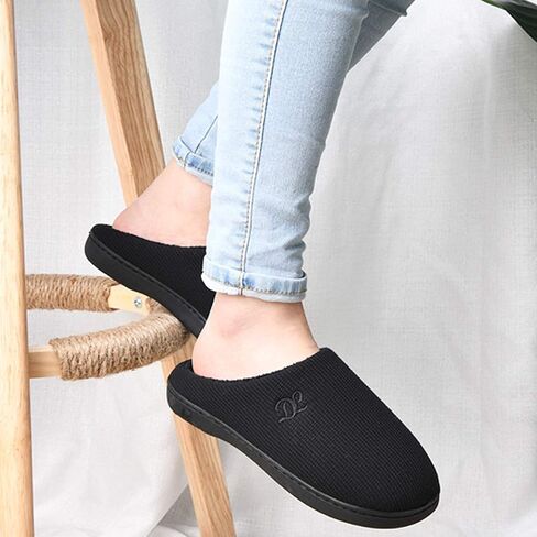 DL Womens Memory Foam Slippers, Cozy Slip on House Slippers for Women Indoor Outdoor, Comfy Women's Bedroom Slippers Warm Soft Flannel Lining Home Slippers Size 5-12 Purple Blue Pink Grey Navy Black in Kuwait