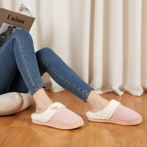 NineCiFun Women's Slip on Fuzzy House Slippers Memory Foam Slippers Scuff Outdoor Indoor Warm Plush Bedroom Shoes with Faux Fur Lining in Saudi Arabia