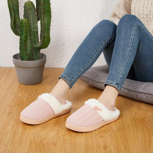 NineCiFun Women's Slip on Fuzzy House Slippers Memory Foam Slippers Scuff Outdoor Indoor Warm Plush Bedroom Shoes with Faux Fur Lining in Saudi Arabia
