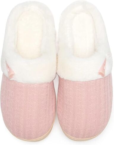 NineCiFun Women's Slip on Fuzzy House Slippers Memory Foam Slippers Scuff Outdoor Indoor Warm Plush Bedroom Shoes with Faux Fur Lining in Saudi Arabia