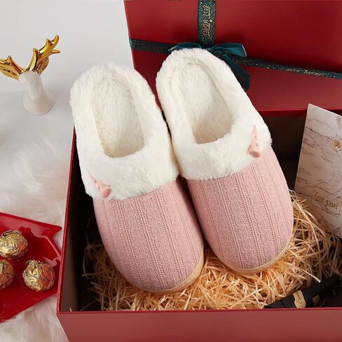 NineCiFun Women's Slip on Fuzzy House Slippers Memory Foam Slippers Scuff Outdoor Indoor Warm Plush Bedroom Shoes with Faux Fur Lining in Saudi Arabia