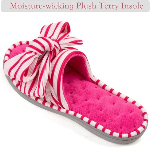 ULTRAIDEAS Women's Open Toe Indoor Outdoor Slippers | Memory Foam,Cute Bow Design,Gift for Women,Anti-skid Rubber Sole,lightweight,washable,comfortably Breathable in Saudi Arabia