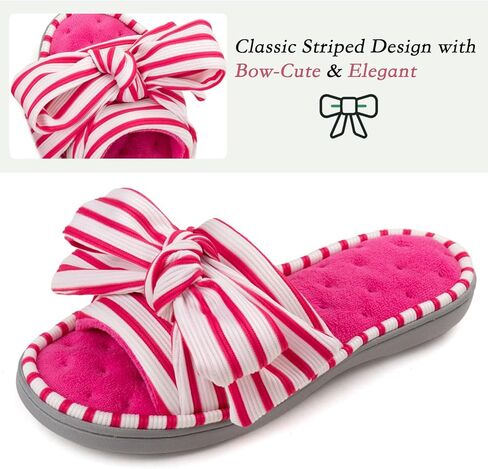 ULTRAIDEAS Women's Open Toe Indoor Outdoor Slippers | Memory Foam,Cute Bow Design,Gift for Women,Anti-skid Rubber Sole,lightweight,washable,comfortably Breathable in Saudi Arabia