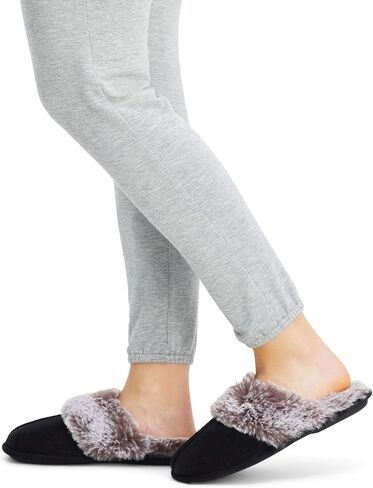 Jessica Simpson womens Comfy Faux Fur House Slipper Scuff Memory Foam Slip on Anti-skid SoleSlipper in Saudi Arabia