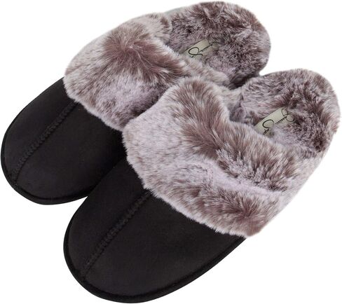 Jessica Simpson womens Comfy Faux Fur House Slipper Scuff Memory Foam Slip on Anti-skid SoleSlipper in Saudi Arabia