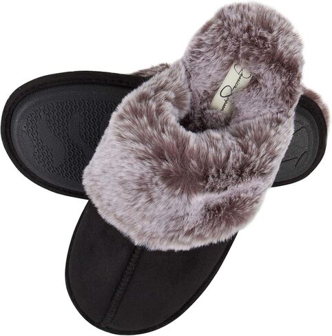 Jessica Simpson womens Comfy Faux Fur House Slipper Scuff Memory Foam Slip on Anti-skid SoleSlipper in Saudi Arabia