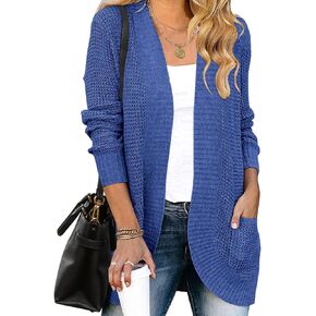 MEROKEETY Womens Long Sleeve Open Front Cardigans Chunky Knit Draped Sweaters Outwear