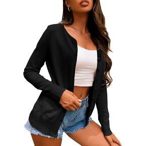 a.Jesdani Women's Button Down Crew Neck Long Sleeve Soft Knit Cardigan Sweaters in Kuwait