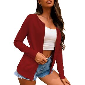 a.Jesdani Women's Button Down Crew Neck Long Sleeve Soft Knit Cardigan Sweaters