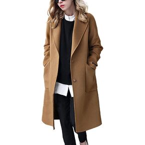 chouyatou Women's Winter Hidden Single Breasted Long Wool Coat Formal Office Wool Overcoat in Saudi Arabia