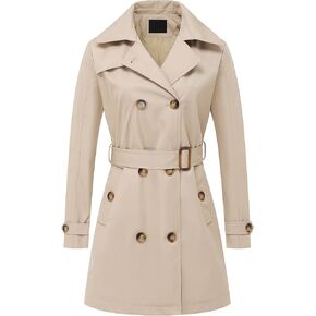 Chrisuno Women's Double Breasted Trench Coats Mid-Length Belted Overcoat Long Dress Jacket with Detachable Hood in Saudi Arabia