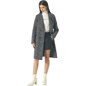 CHARTOU Women's Winter Oversize Lapel Collar Woolen Plaid Double Breasted Long Peacoat Jacket in Saudi Arabia