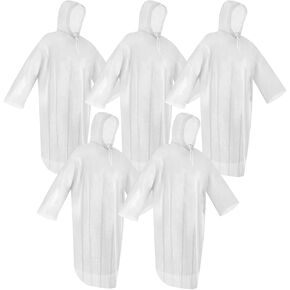 SANXINHT 5 Pack Rain Poncho Set Colorful Disposable Rain Poncho for Adults with Drawstring Hood and Sleeves