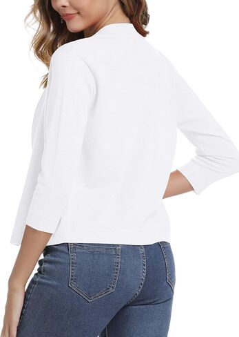 Urban CoCo Women's 3/4 Sleeve Cropped Cardigan Sweater Elegant Shrugs for Women in Saudi Arabia